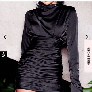 House of CB Elegant Black Satin Dress